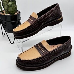 Sperry Eco Authentic Original Penny Double Sole Croc Embossed Ostrich Loafers